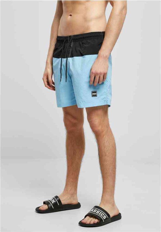 Urban Classics Block Zwemshorts - Heren - Blauw/Zwart - Maat S
