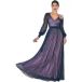 Goddiva Robe longue à col en V pour femme Dobby