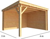 Merkloos Overkapping Els 400 cm bij 300 cm diep Lessenaarsdak bruin