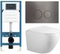 Adema Salina 2.0 Toiletset - 48.5x36x32cm - diepspoel - spoelrandloos - QeramiQ inbouwreservoir - softclose - quickrelease - toiletzitting - gunmetal metalen bedieningsplaat - ronde knoppen - wit