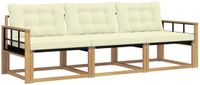 vidaXL - Buiten - bank - set - 3 - st - Wit - en - crèmekleurig