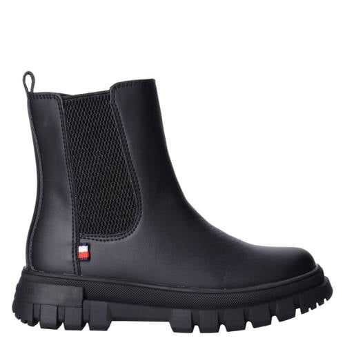 Tommy Hilfiger enkelboots met profielzool - zwart