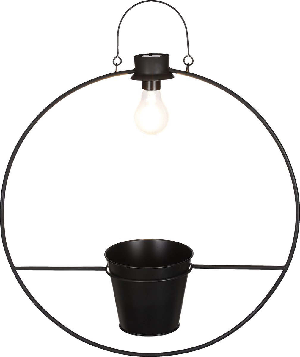 Luca lighting Dimitri Solarlamp met Bloempot - H62 x Ø50 cm - Zwart