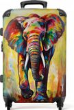 NoBoringSuitcases.com® Koffer - Olifant - Olieverf - Dieren - Regenboog - Koffer - Reiskoffer - Trolley - Grote koffer - TSA slot - 67 cm - Hardcase - 72 liter