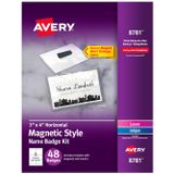 Avery 08781 Badge & Badgehouder Kunststof, Polyvinyl chloride (PVC) Transparant, Wit Liggend 48 stuk(s)