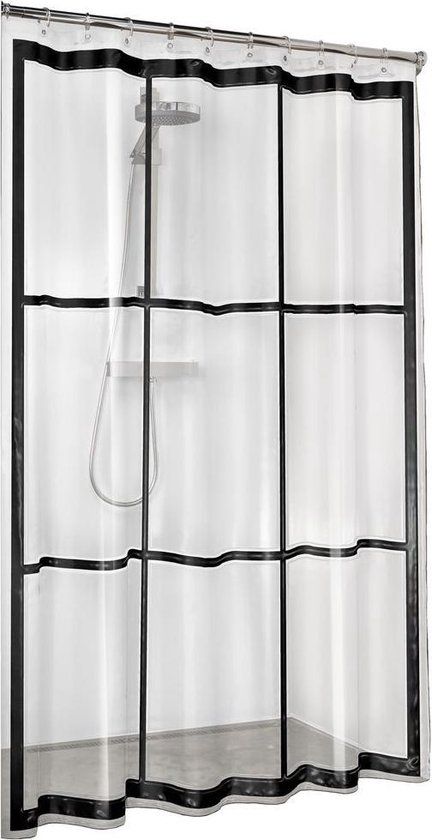 Sealskin Brix Douchegordijn 180x200 cm - Transparant/Zwart