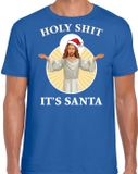 Bellatio Decorations Shoppartners Bv Holy shit its Santa fout Kerstshirt / Kerst t-shirt blauw voor heren - Kerstkleding / Christmas outfit XL