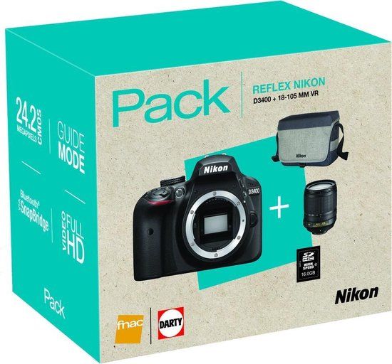 Nikon D3400 18-105mm incl. 16GB SD kaart & tas