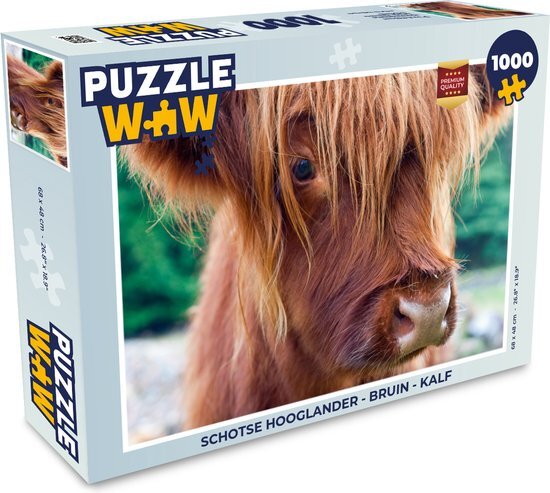 MuchoWow Puzzel Schotse Hooglander - Bruin - Kalf - Legpuzzel - Puzzel 1000 stukjes volwassenen