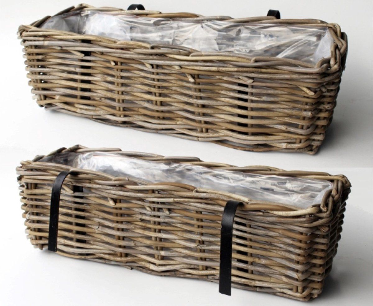 Van der Leeden Rotan balkonbak inclusief haken - beige