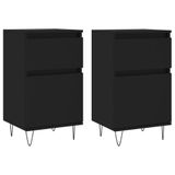 VidaXL Dressoirs 2 stuks 40x35x70 cm Bewerkt Hout Zwart