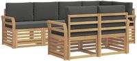 vidaXL Tuinset met 7 zitplaatsen, wit en antraciet, polyester
