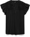 VERO MODA VMLINE SS V-NECK TOP WVN NOOS Dames Blouse Zwart Katoen Maat S