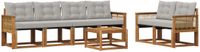 vidaXL - Acacia Hout Loungeset - Naturel en Lichtgrijs - 6 Zitplaatsen