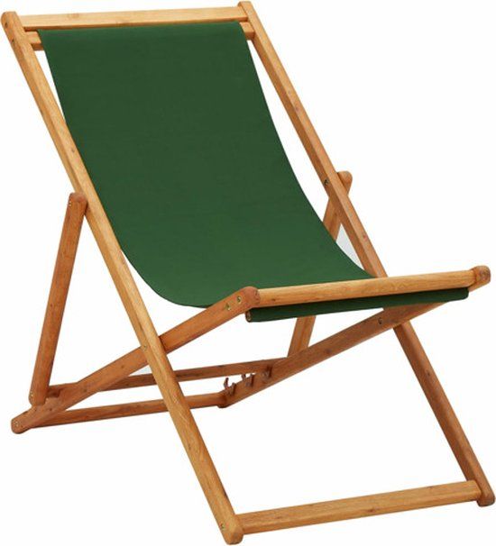 vidaXL Strandstoel inklapbaar eucalyptushout en stof groen