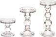 Giftdecor Set van kandelaars van decoratief glas - voor stompkaarsen - 18/ 14/ 9cm in hoogte