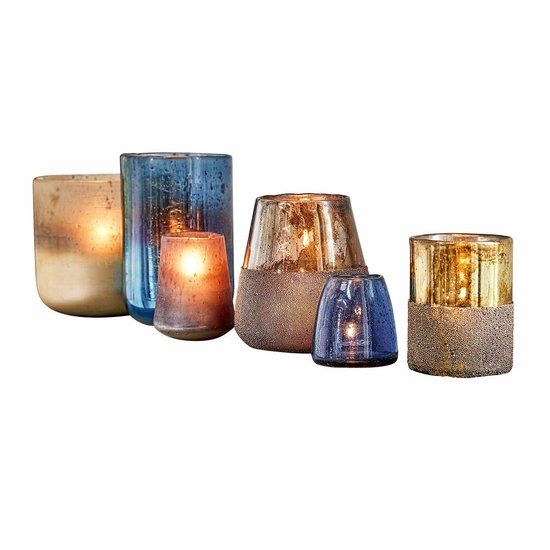 LOBERON Windlicht set van 6 Paro blauw