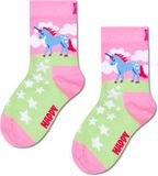 Happy Socks Kids 2-Pack Unicorn Socks - Unisex - Pink - 0-12 maanden
