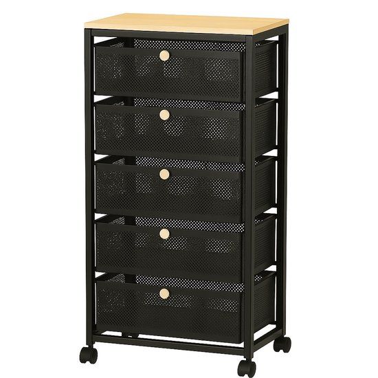Luxaliving Keukentrolley op wieltjes - Keukenrek - 5 Laags - Zwart