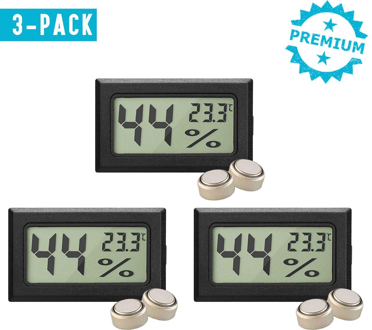 Qitch & Quisine Hygro - Vochtmeter - Hygrometer - Set van 3