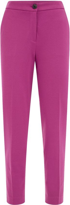 WE Fashion Dames slim fit pantalon met stretch Fuchsia Maat 44