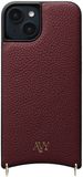 AVY Leren Hoesje | Geschikt voor Apple iPhone 14 / 13 | Compatibel met MagSafe | Leather Case | Back Cover | Haakjes voor koord | Burgundy