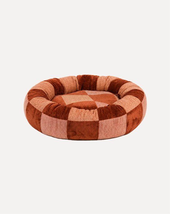 DOGGUO Donut Hondenmand - M 70x70 cm - Orthopedisch Hondenkussen - Bruin Beige Perzik