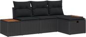 vidaXL Tuinbank - Set - 4 - st - Zwart - poly - rattan