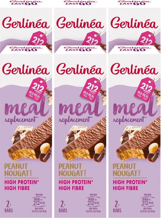 Gerlinea Gerlinéa Maaltijdvervanger Pinda Nougat 6 x 116 gr