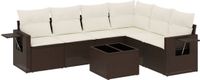 vidaXL 7-delige loungeset met kussens, polyrattan, bruin
