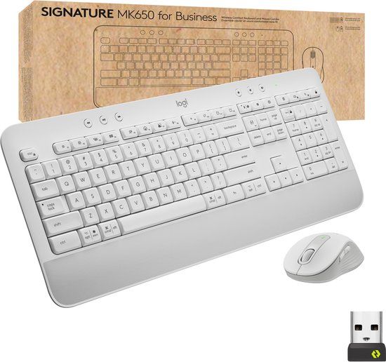Logitech Signature MK650 Combo for Business Toetsenbord en muis set draadloos Bluetooth LE QWERTZ Zwitsers gebroken wit