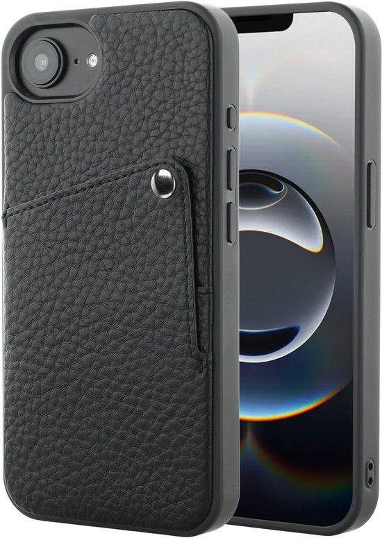 Selencia Hoesje - Geschikt voor Apple iPhone 17e / 16e - Backcover met Pashouder - Zwart