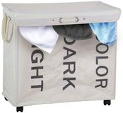 Bakaji 3-vaks wasmand, Oxford-stof, opvouwbaar, met wielen en handgrepen, crème