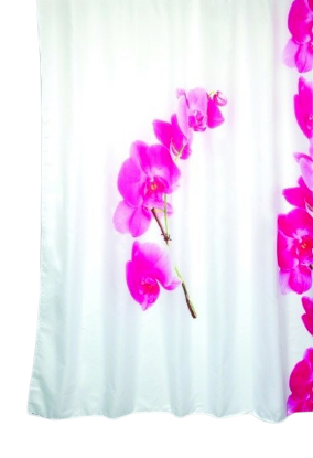 MSV Douchegordijn - 200 x 200 cm - Wit/Roze - Polyester