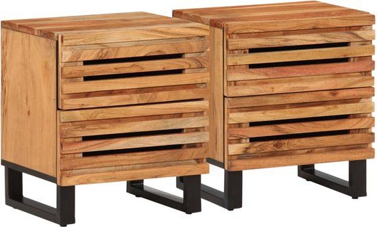 vidaXL Nachtkastjes 2 stuks 40x34x46 cm massief acaciahout