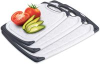 Exitoso Snijplank met Sapgroef - Vaatwasmachinebestendige antislip Ontbijtplank - Serveerplank Set van 3 rechthoekige Plastic Snijplanken voor de Keuken