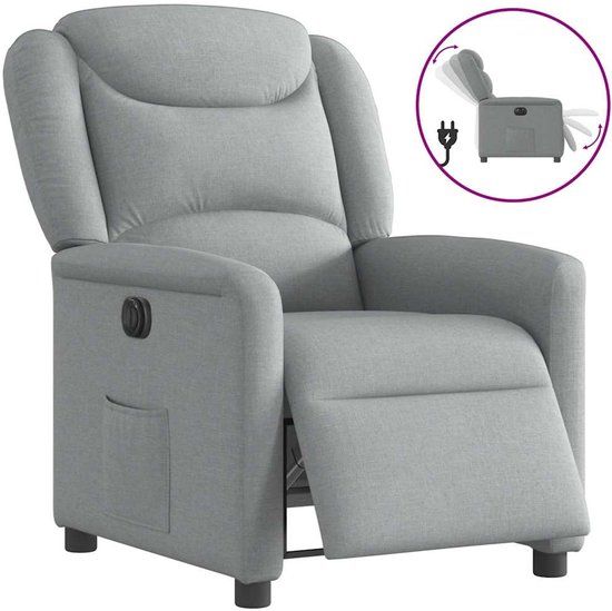 vidaXL Fauteuil elektrisch verstelbaar stof lichtgrijs