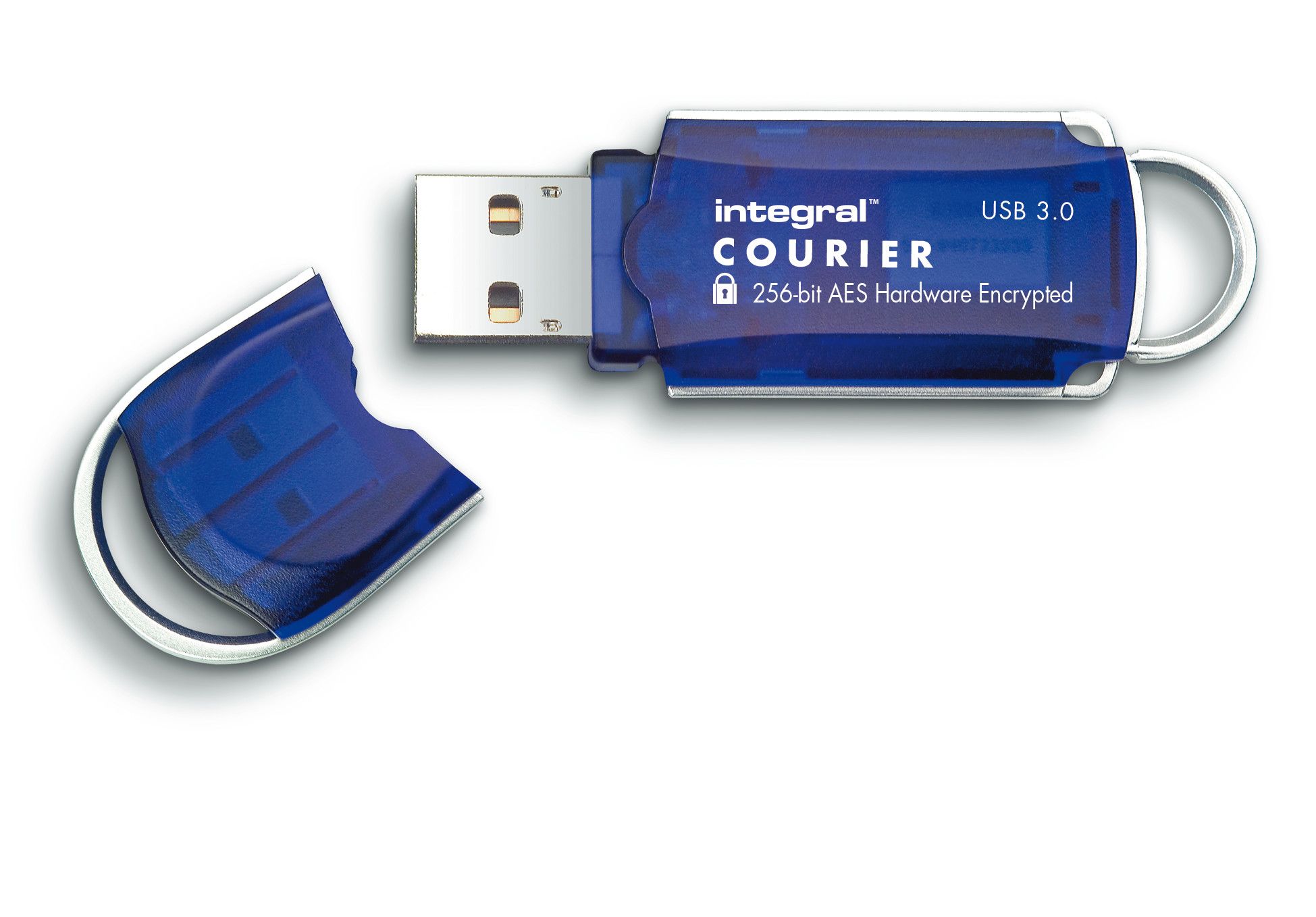 Integral 8GB Courier FIPS 197 Encrypted USB 3.0 Flash Drive - Blue/Silver