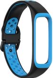 By Qubix Qubix - Siliconen Smartwatch Bandje - 2 Kleurig Zwart/Blauw - Compatibel met Samsung Galaxy Fit 2
