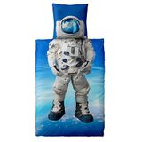 CelinaTex Fashion Fun Kinderbeddengoed 135 x 200 cm, 2-delig katoenen dekbedovertrek, Space Astronaut, blauw