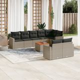 vidaXL 9-delige Loungeset met kussens, polyrattan, grijs