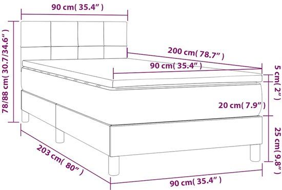 vidaXL Boxspring met matras fluweel donkergroen 90x200 cm