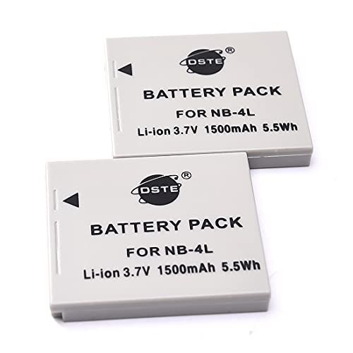 DSTE Electron DSTE 2-pack NB-4L vervangende batterij voor Canon PowerShot SD200 SD300 SD400 SD430 SD450 SD600 SD750 SD1000