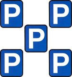 2DOBOARD Parkeervak Whiteboard Magneten - 5 stuks - 6 x 5 cm - Blauw/Wit/Zwart