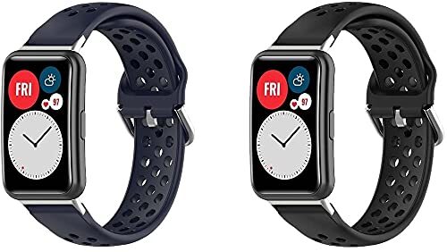 Chainfo Watch Strap compatibel met Huawei Watch Fit/Huawei Fit, Soft Silicone Narrow Slim Sport Replacement Wristband for Smart Watch (Pattern 3+Pattern 8)