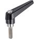 HALDER 24390.0012 Verstelbare klemhendels, zwart, d1 = 13 mm/d2=M4/l1=12 mm