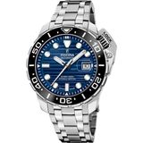 Festina F20043/2 Automatisch Heren Polshorloge Blauw/Zilverkleurig Staal