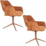 Housecraft living Merel Eetkamerstoelen Armleuning Oranje - Set van 2