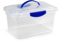 Plasticforte Opslagbox - met deksel - transparant blauw - 9 liter - 35 x 23 x 20 cm - kunststof