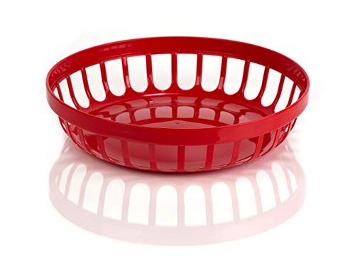 Kimmel Broodmand fruitmand serveermandje fruitschaal broodschaal herbruikbaar onbreekbaar stapelbaar, kunststof, rood